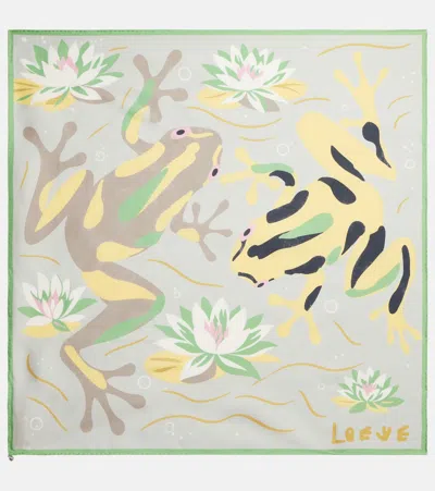 Loewe Printed Silk Twill Scarf In Multi