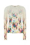 Loewe Stretch Modal T-shirt Floral Pattern In Whitemulticolor