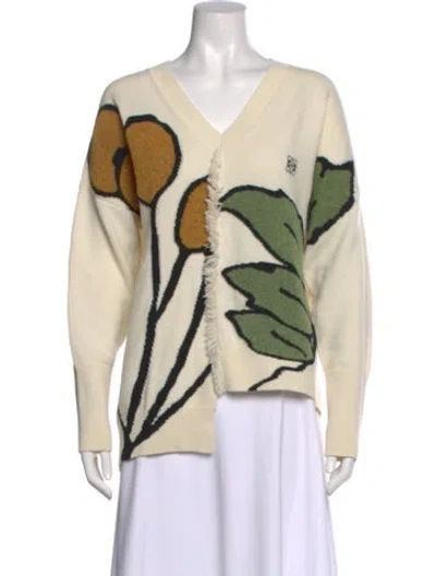 Pre-owned Loewe Printed V-neck Sweater In Neutral