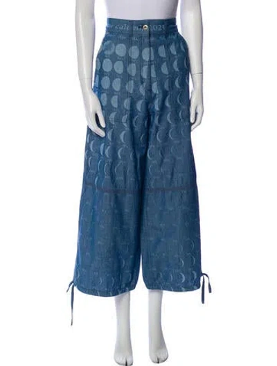 Pre-owned Loewe Printed Wide Leg Pants In Blue