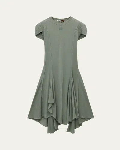 Loewe Puff-sleeve Anagram Asymmetric Dress