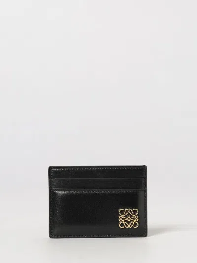 Loewe Puffer Anagram Flat Card Holder In Nappa Leather With Monogram Logo In Black