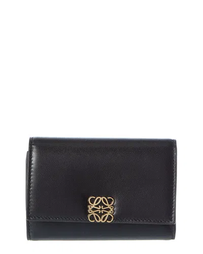 Loewe Puffer Anagram Small Leather Vertical Wallet In Black