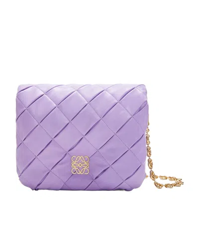 Loewe Puffer Goya Logo Shoulder Bag In Purple