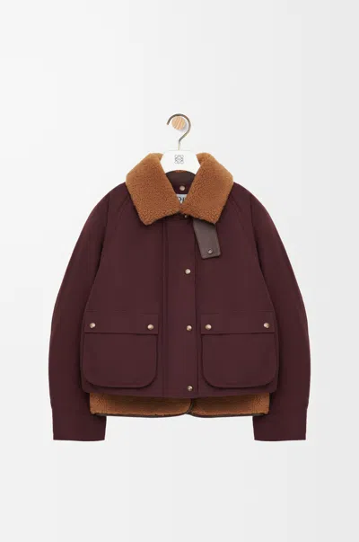 Loewe Shearling-lined Padded Cotton-blend Jacket In Burgundy