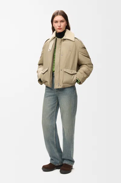 Loewe Puffer Jacket In Technical Cotton Size: 32 For Woman In Neutral