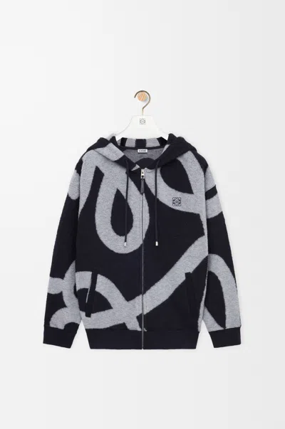 Loewe Patterned Zip-fastening Sweatshirt In Black