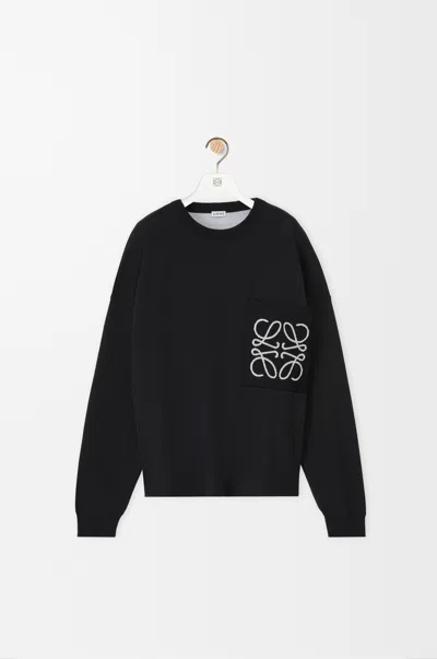 Loewe Logo-intarsia Crewneck Jumper In Black