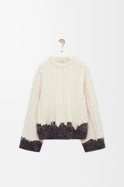 Loewe Wool Cable-knit Contrast Sweater In Multi