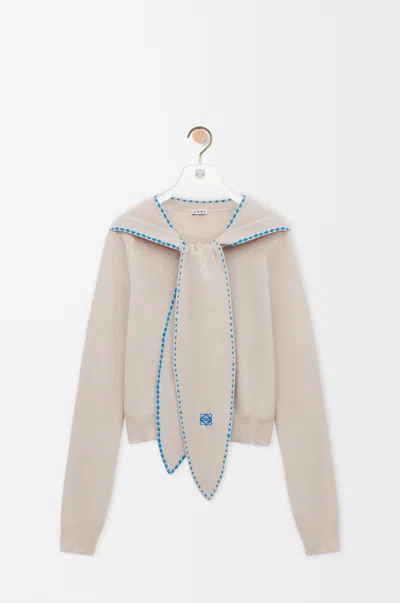 Loewe Wool Blend Sweater Long Sleeves Scarf In Brown