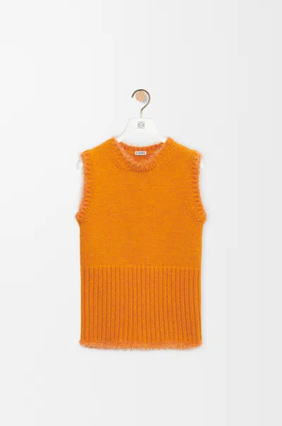 Loewe Wool-blend Ribbed Sweater Vest In Orange