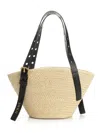 Loewe Punch Hole Small Basket Shoulder Bag In Raffia