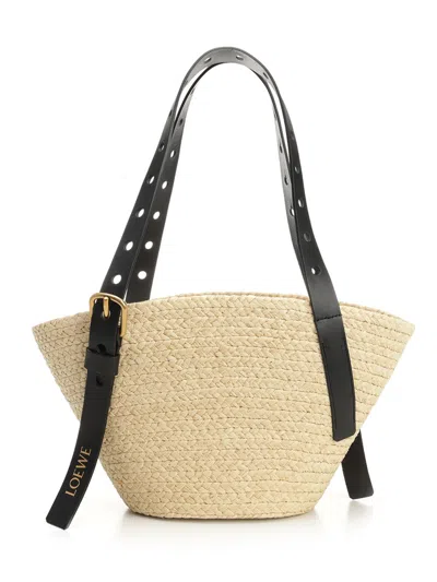 LOEWE PUNCH HOLE BASKET BAG SHOULDER BAGS BEIGE