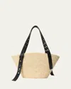 Loewe Punch Hole Small Basket Shoulder Bag In Raffia In Natural