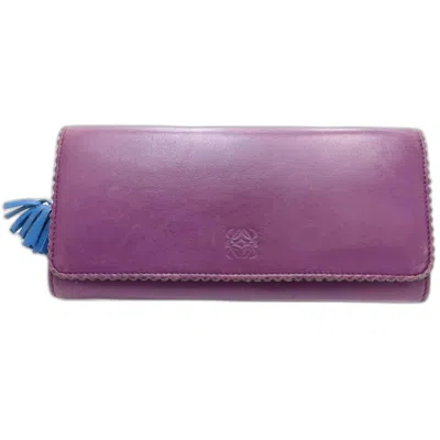 Pre-owned Loewe Purple Leather Long Wallet (bi-fold) ()