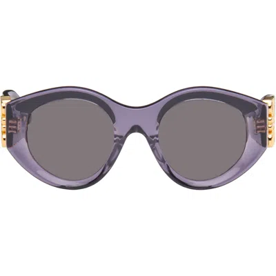 Loewe Purple Maxi Anagram Butterfly Sunglasses In Shiny Violet / Smoke