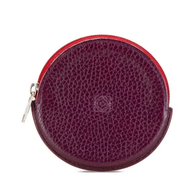 Pre-owned Loewe Purple Red Color Leather Coin Purse/coin Case () In Purple, Red Color