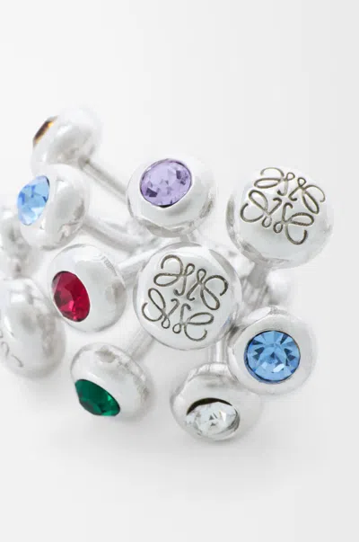 Loewe Push Pin Earrings In Sterling Silver And Crystals For Woman In Metallic