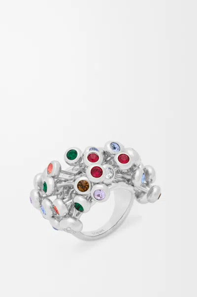 Loewe Push Pin Ring In Sterling Silver And Crystals Size:15 For Woman In Metallic
