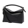 Loewe Puzzle Edge Leather Shoulder Bag In Black