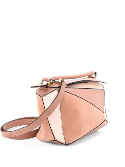 Pre-owned Loewe Puzzle Bag Leather And Suede Small Satchel In Pink