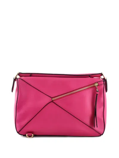 Pre-owned Loewe Puzzle Bag Leather Medium Shoulder Bag In Pink