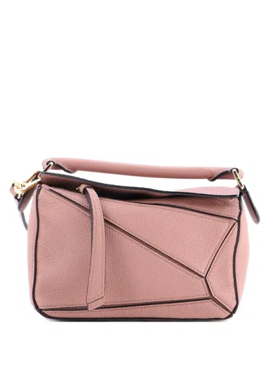 Pre-owned Loewe Puzzle Bag Leather Mini Crossbody Bag In Neutral