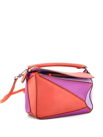 Pre-owned Loewe Puzzle Bag Leather Mini Crossbody Bag In Orange
