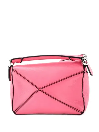 Pre-owned Loewe Puzzle Bag Leather Mini Crossbody Bag In Pink