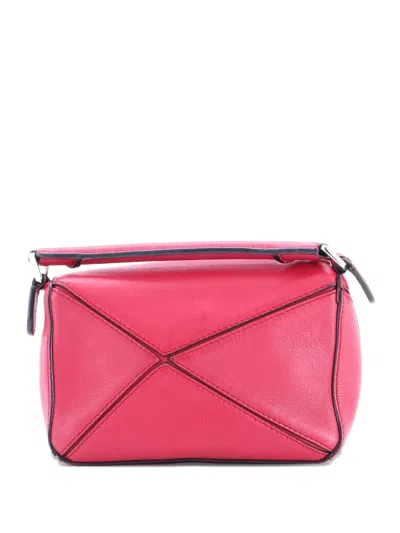 Pre-owned Loewe Puzzle Bag Leather Mini Crossbody Bag In Red