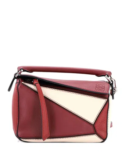 Pre-owned Loewe Puzzle Bag Leather Mini Crossbody Bag In Red
