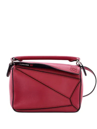 Pre-owned Loewe Puzzle Bag Leather Mini Crossbody Bag In Red