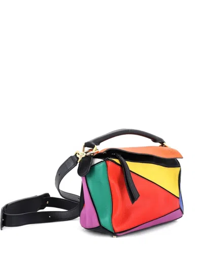 Pre-owned Loewe Puzzle Bag Leather Small Satchel In Multi