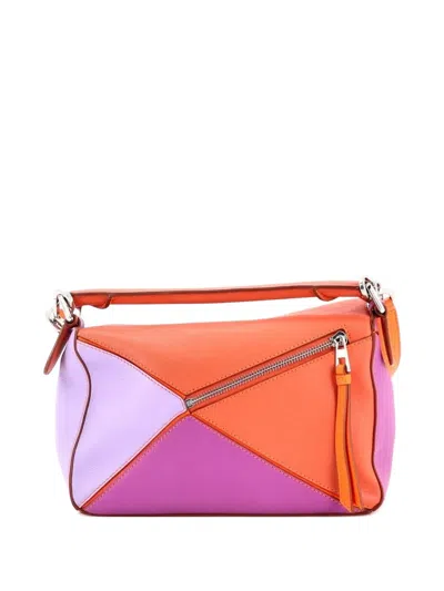 Pre-owned Loewe Puzzle Bag Leather Small Satchel In Orange