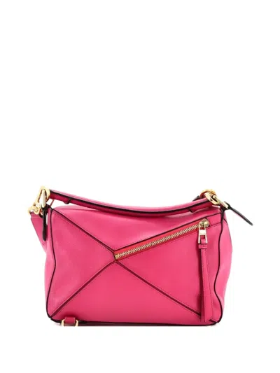 Pre-owned Loewe Puzzle Bag Leather Small Satchel In Pink