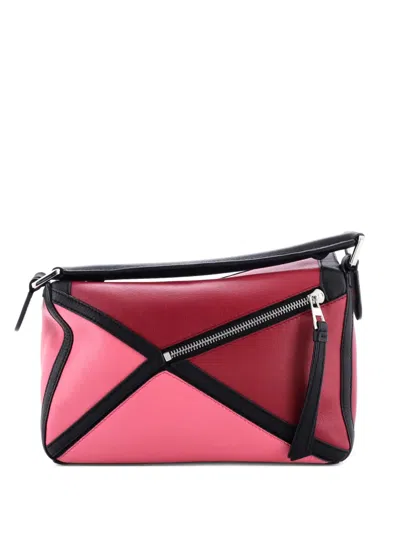 Pre-owned Loewe Puzzle Bag Leather Small Satchel In Red