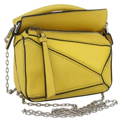 Pre-owned Loewe Puzzle Bag Leather Yellow Leather Shoulder Bag Bag ()