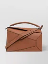 Loewe Puzzle Bag With Geometric Top Handle And Adjustable Strap In Brown
