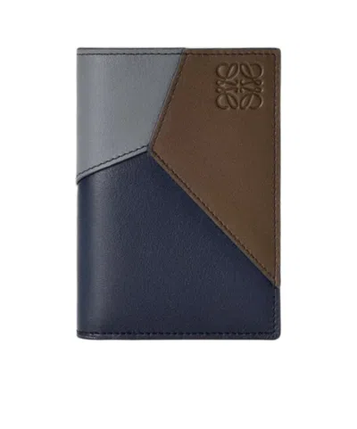 Loewe Puzzle Bifold Cardholder In Classic Calfskin In Red