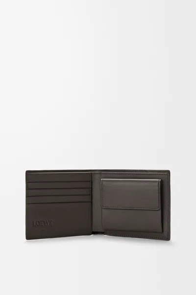 Loewe Puzzle Bifold Coin Wallet In Supple Grained Leather Skin For Man In Gray