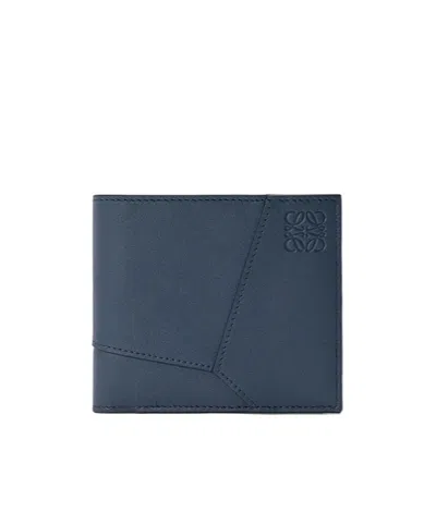 Loewe Puzzle Bifold Wallet In Classic Calfskin In Purple