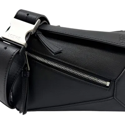 Pre-owned Loewe Puzzle Black Leather Fanny Pack Sling Bag ()