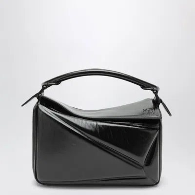 Loewe Small Puzzle Blown Bag In Glossy Lambskin In Black
