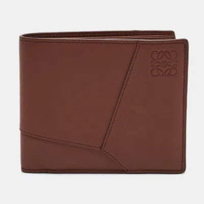 Pre-owned Loewe Puzzle Brown Leather Bifold Wallet