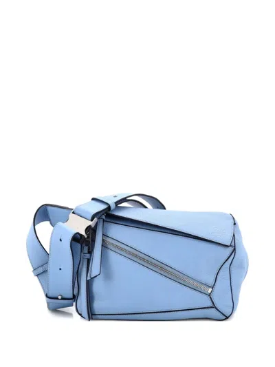 Pre-owned Loewe Puzzle Bumbag Leather Small Crossbody Bag In Blue