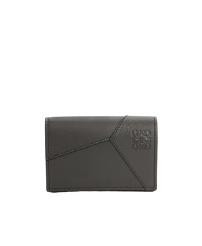 Loewe Puzzle Business Cardholder In Classic Calfskin In Black