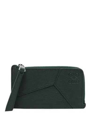Loewe Puzzle Coin Cardholder In Supple-grained Calfskin In Green