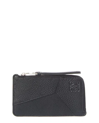 Loewe Puzzle Coin Leather Card Holder In Black