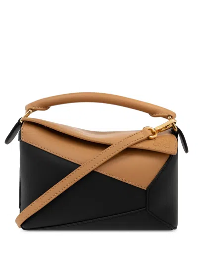 Loewe Puzzle Contrasting Tote Bag In Black