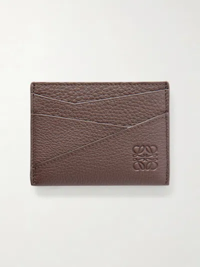 Loewe Puzzle Edge Logo-debossed Leather Cardholder In Brown